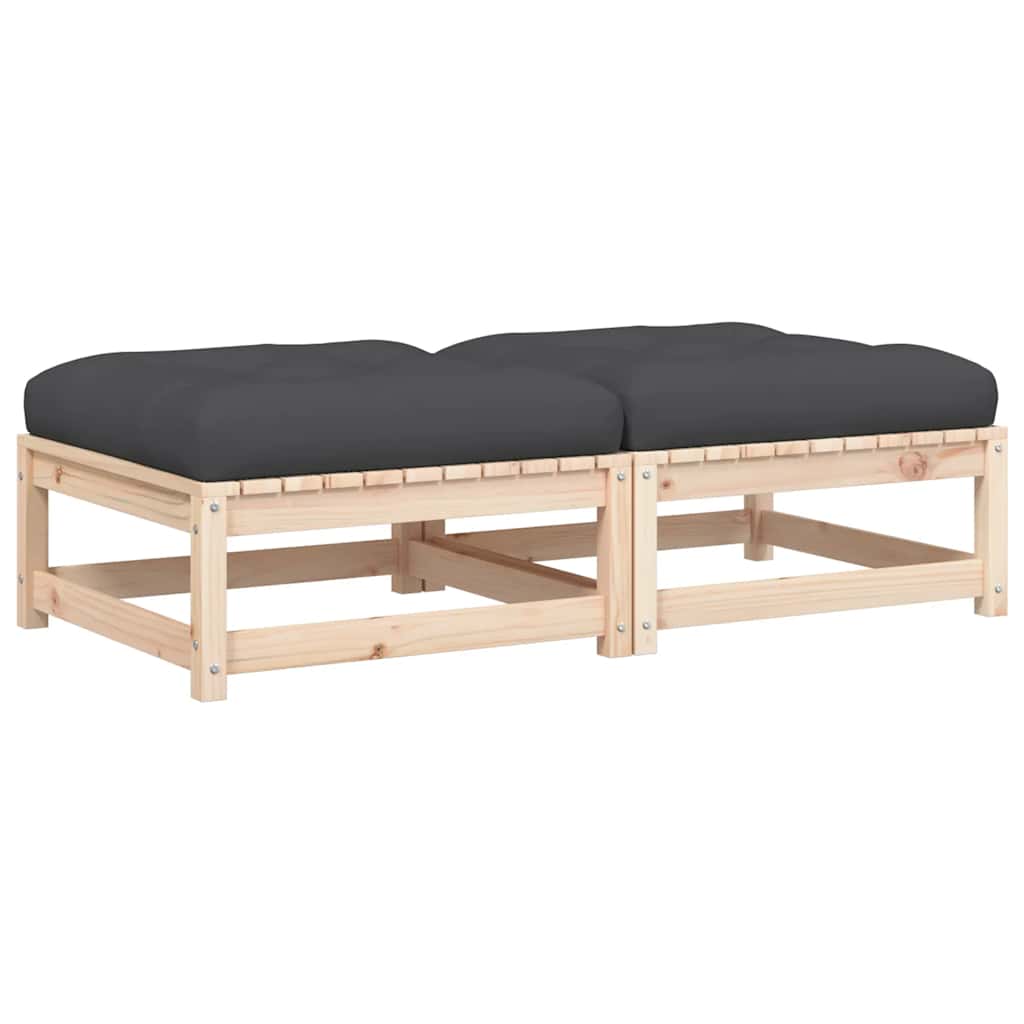 Poggiapiedi da Giardino con Cuscini 2 pz Legno Massello di Pino | homemem39