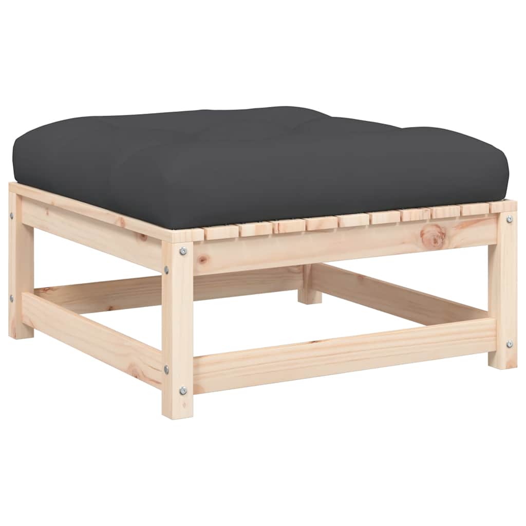 Poggiapiedi da Giardino con Cuscini 2 pz Legno Massello di Pino | homemem39