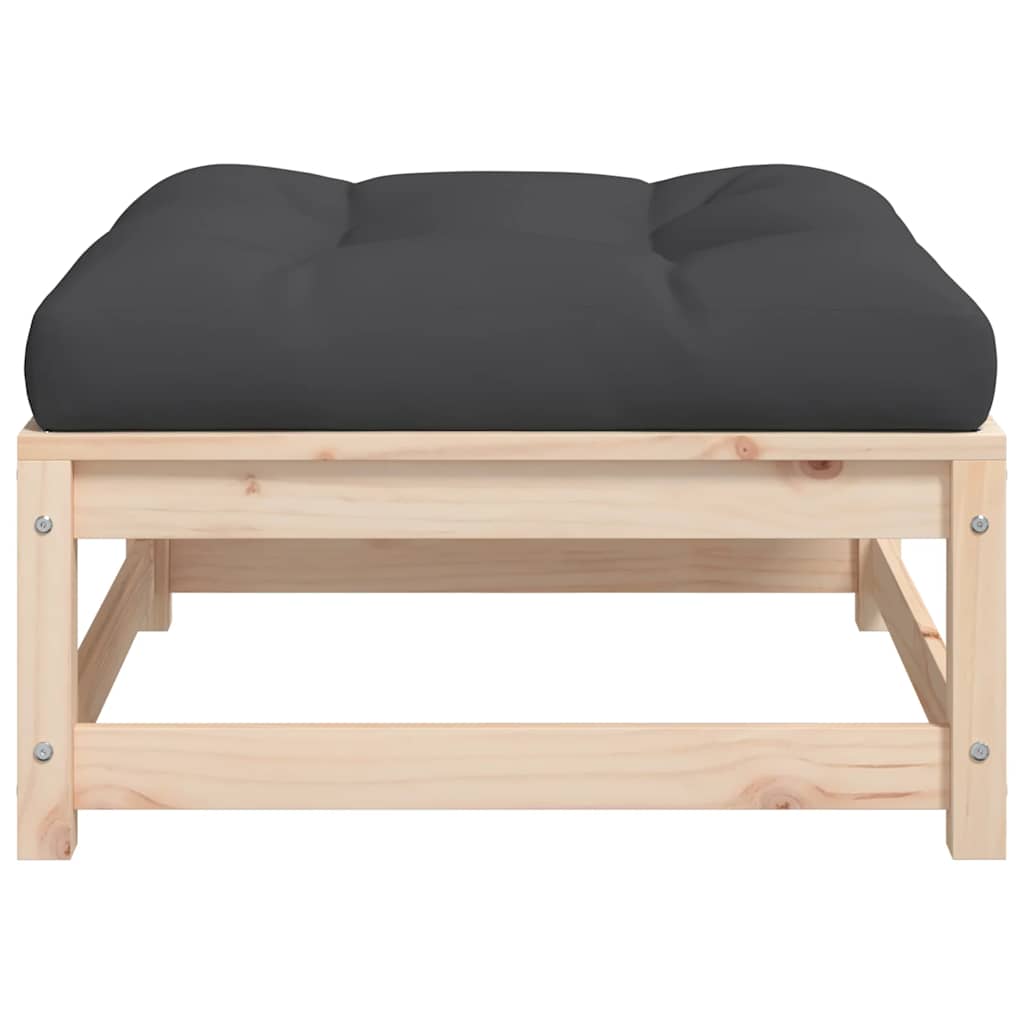 Poggiapiedi da Giardino con Cuscini 2 pz Legno Massello di Pino | homemem39