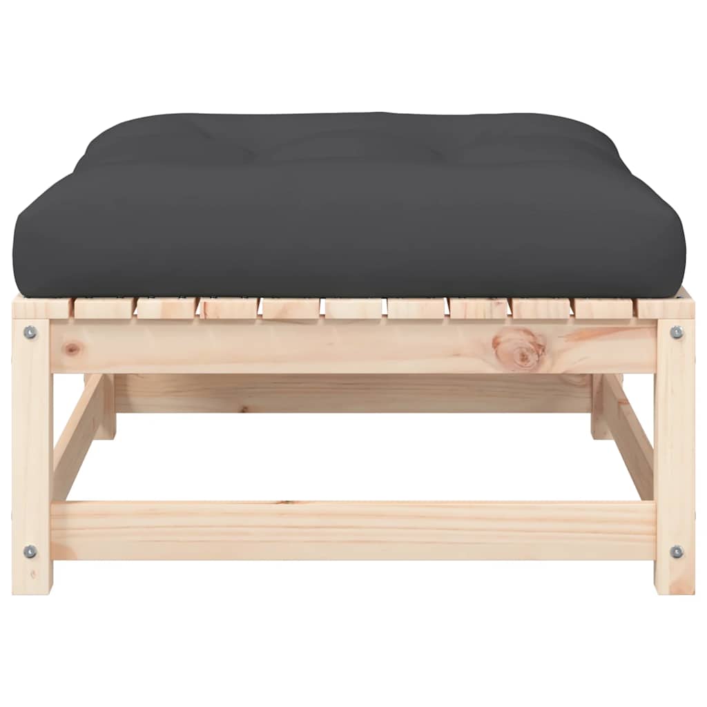 Poggiapiedi da Giardino con Cuscini 2 pz Legno Massello di Pino | homemem39