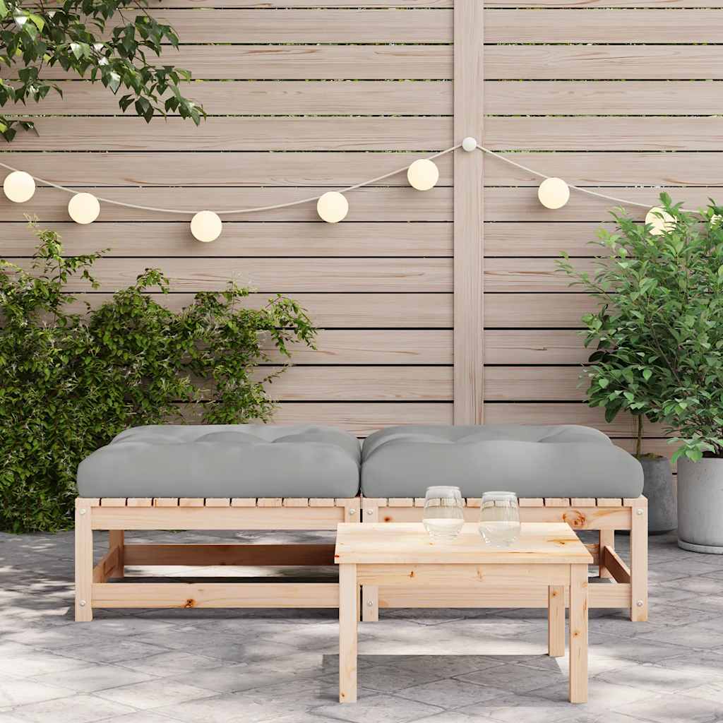 Poggiapiedi da Giardino con Cuscini 2 pz Legno Massello di Pino | homemem39