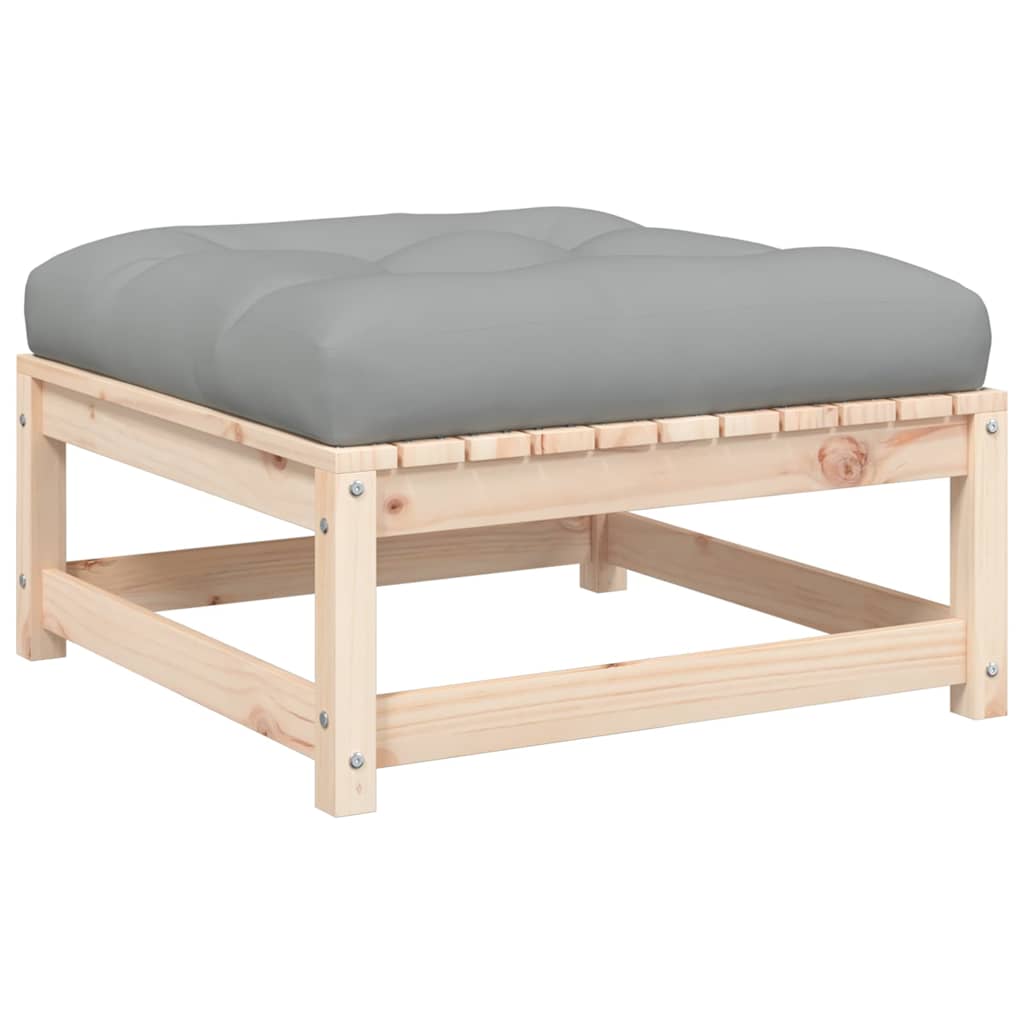 Poggiapiedi da Giardino con Cuscini 2 pz Legno Massello di Pino | homemem39