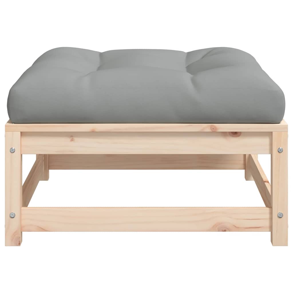 Poggiapiedi da Giardino con Cuscini 2 pz Legno Massello di Pino | homemem39