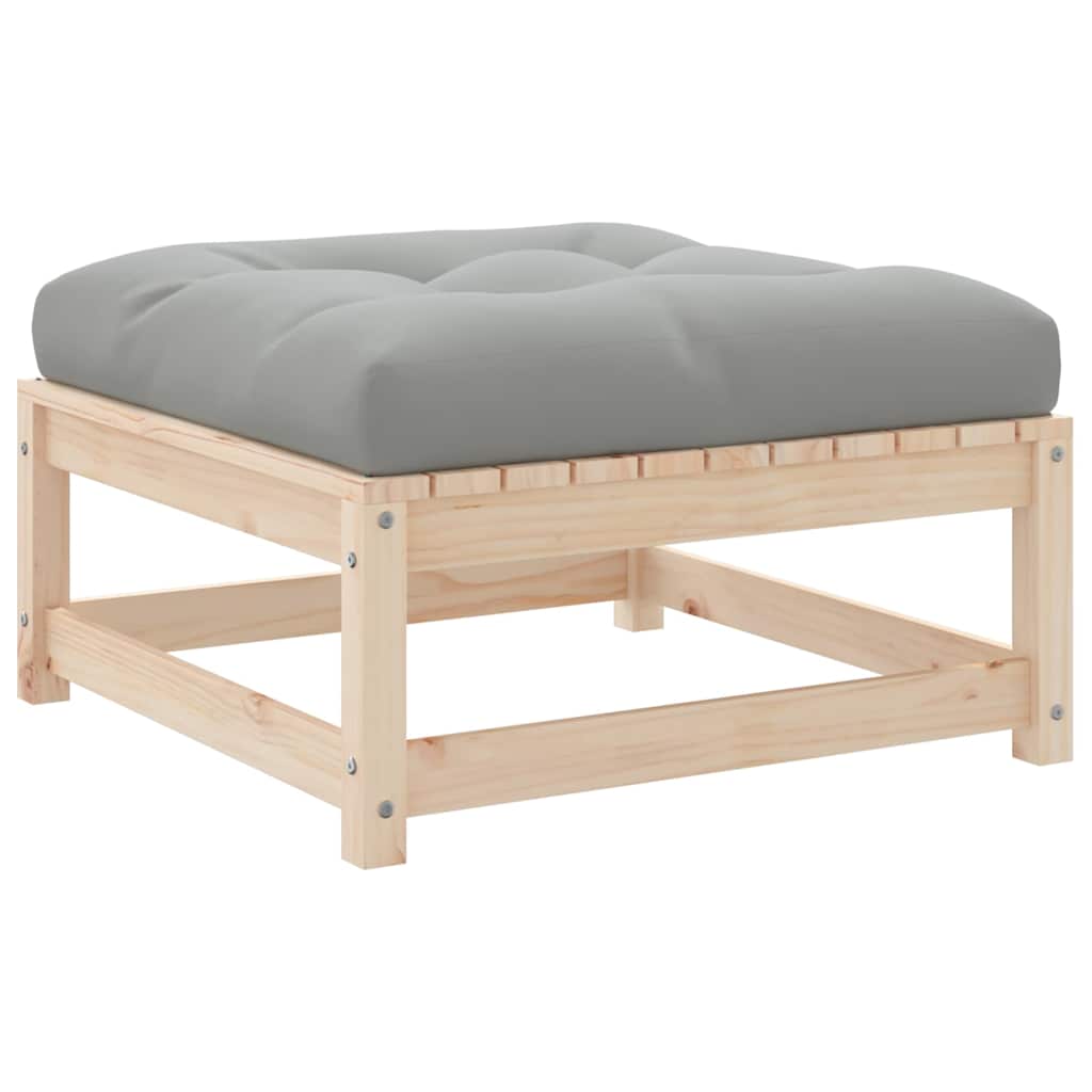 Poggiapiedi da Giardino con Cuscini 2 pz Legno Massello di Pino | homemem39
