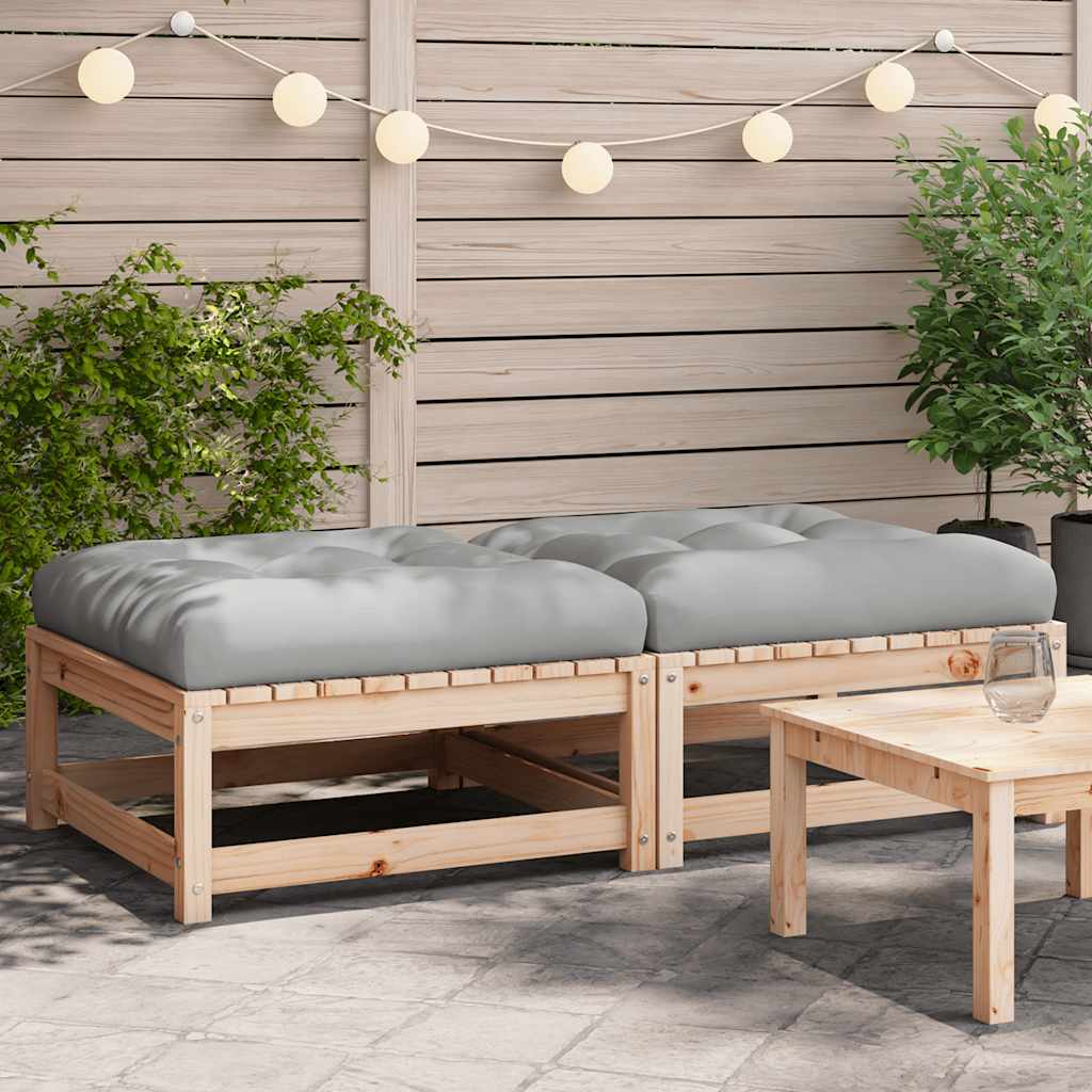 Poggiapiedi da Giardino con Cuscini 2 pz Legno Massello di Pino | homemem39
