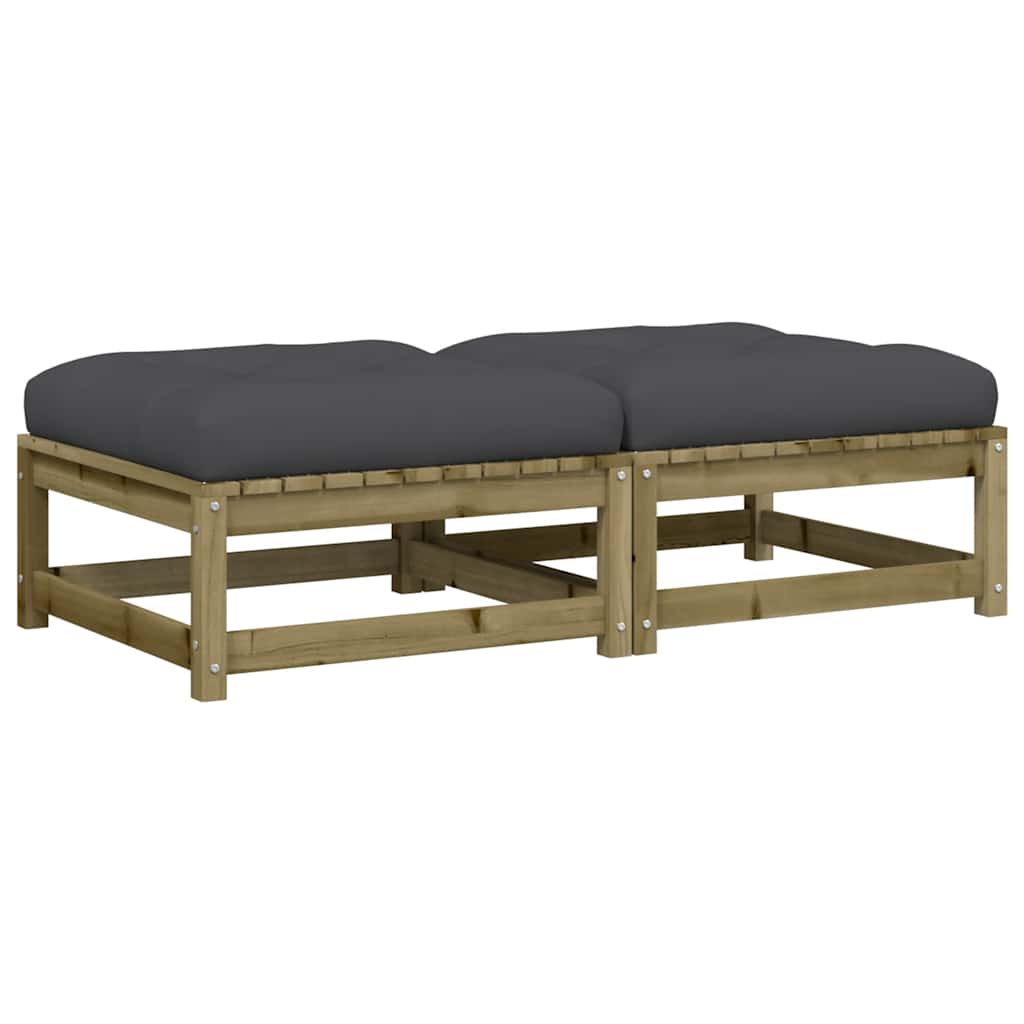 Poggiapiedi Giardino con Cuscini 2pz Legno Impregnato di Pino | homemem39