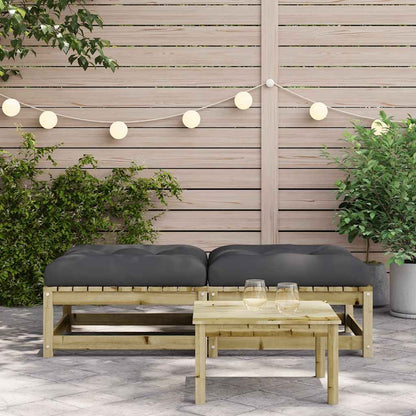 Poggiapiedi Giardino con Cuscini 2pz Legno Impregnato di Pino | homemem39