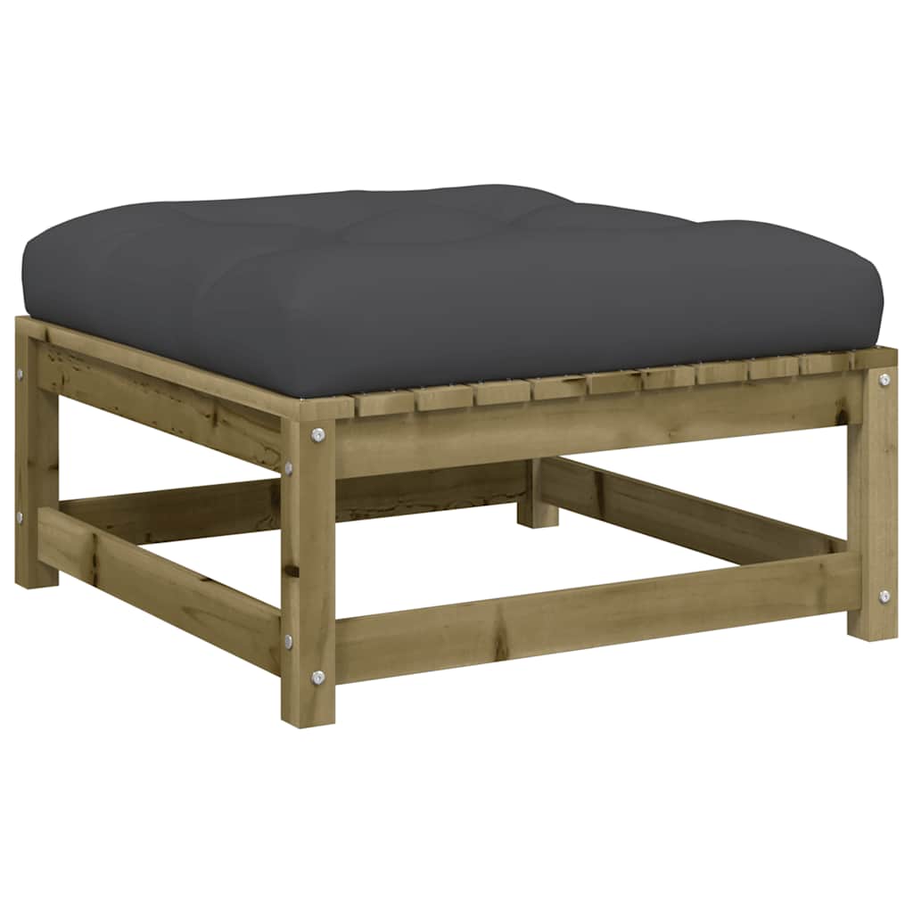 Poggiapiedi Giardino con Cuscini 2pz Legno Impregnato di Pino | homemem39