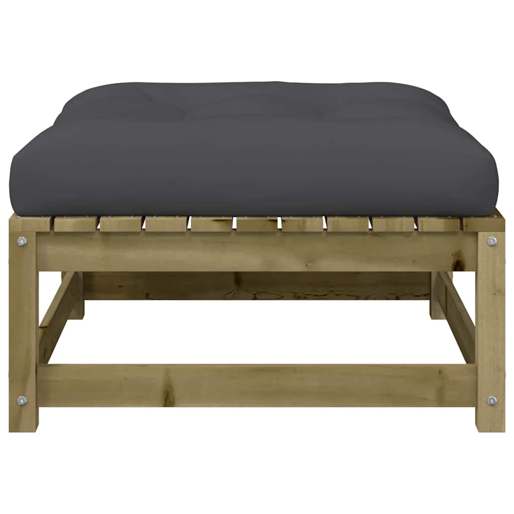 Poggiapiedi Giardino con Cuscini 2pz Legno Impregnato di Pino | homemem39