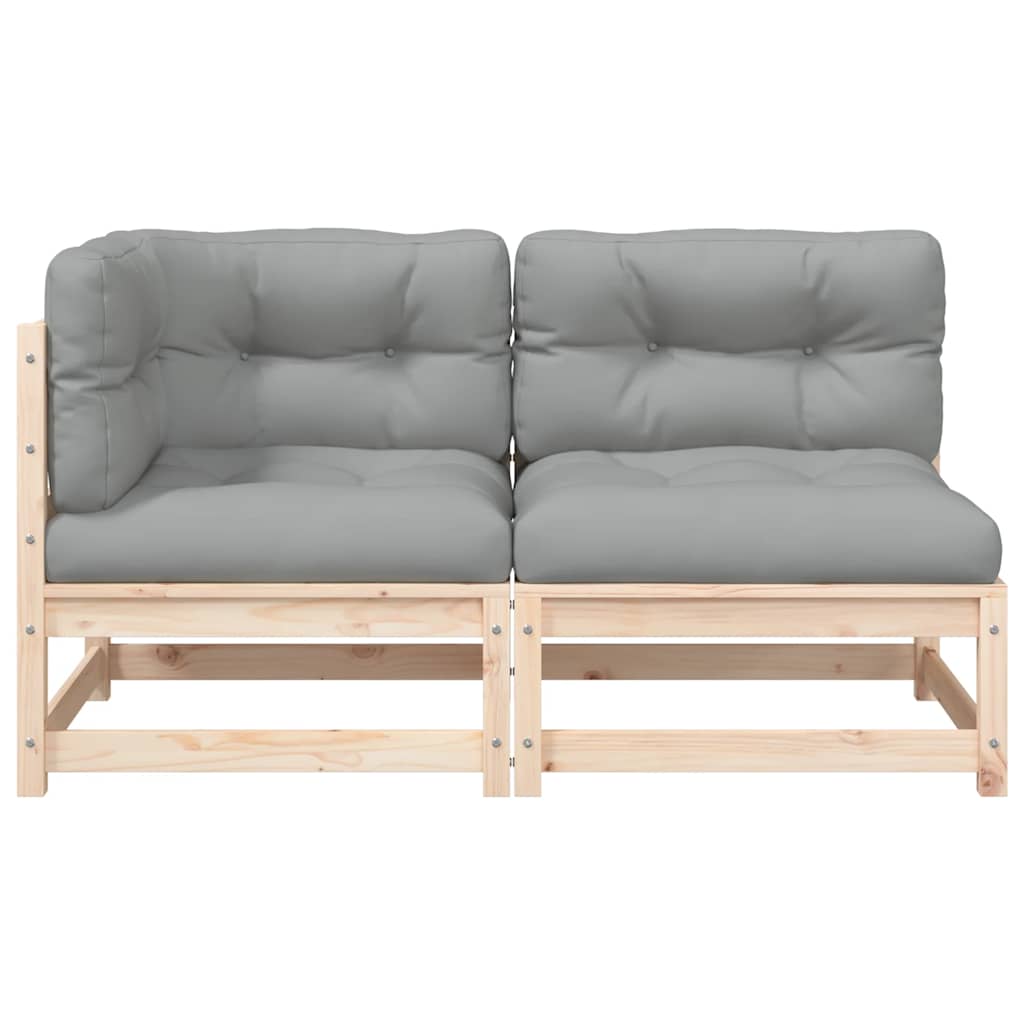 Divano da Giardino con Cuscini a 2 Posti in Legno Massello Pino