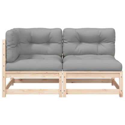 Divano da Giardino con Cuscini a 2 Posti in Legno Massello Pino