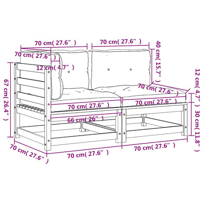 Divano da Giardino con Cuscini a 2 Posti in Legno Massello Pino