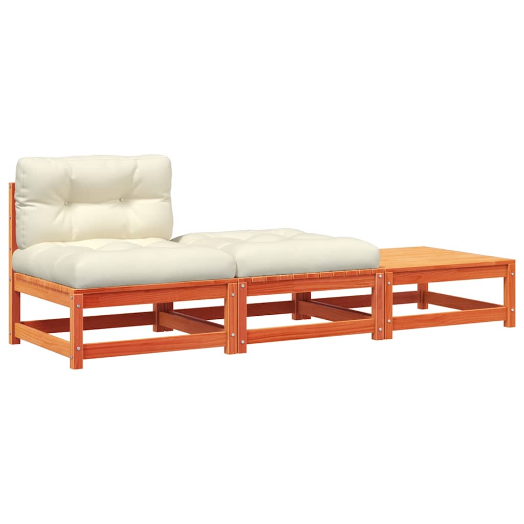 Divano da Giardino Senza Braccioli con Cuscini e Poggiapiedi