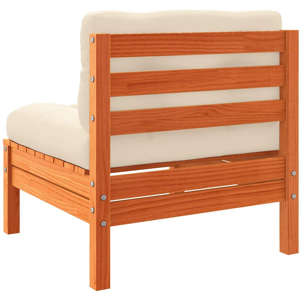 Divano Giardino Senza Braccioli Cuscini 2pz Marrone Cera Pino - homemem39