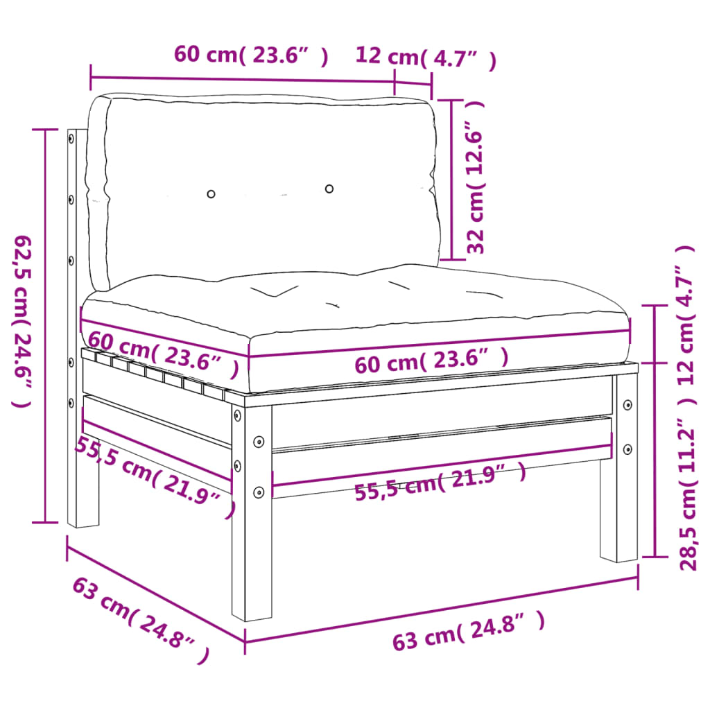 Divani Giardino Senza Braccioli con Cuscini 2 pz Legno Douglas - homemem39