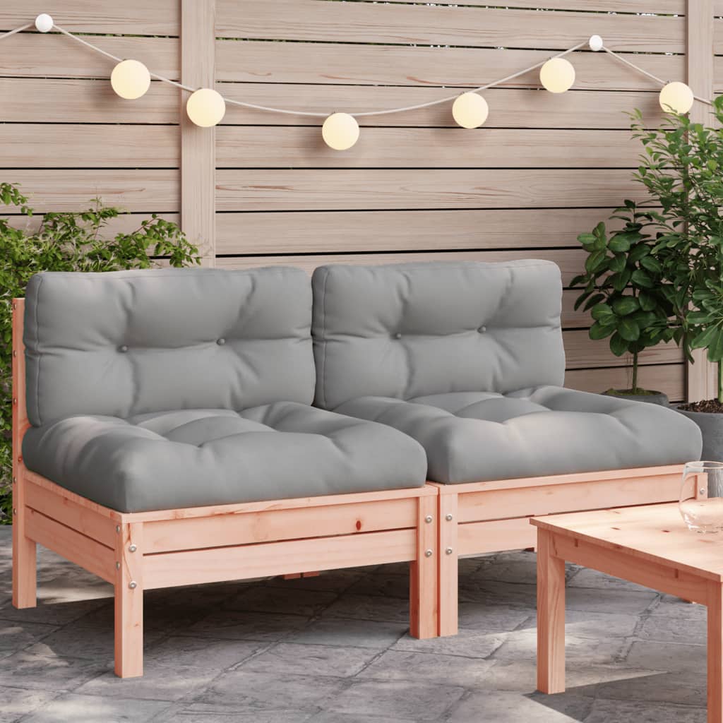 Divani Giardino Senza Braccioli con Cuscini 2 pz Legno Douglas - homemem39