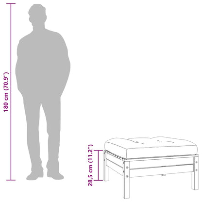 Poggiapiedi da Giardino con Cuscino Marrone Cera Massello Pino - homemem39