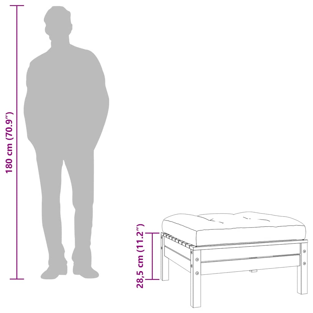 Poggiapiedi da Giardino con Cuscino Legno Massello di Douglas