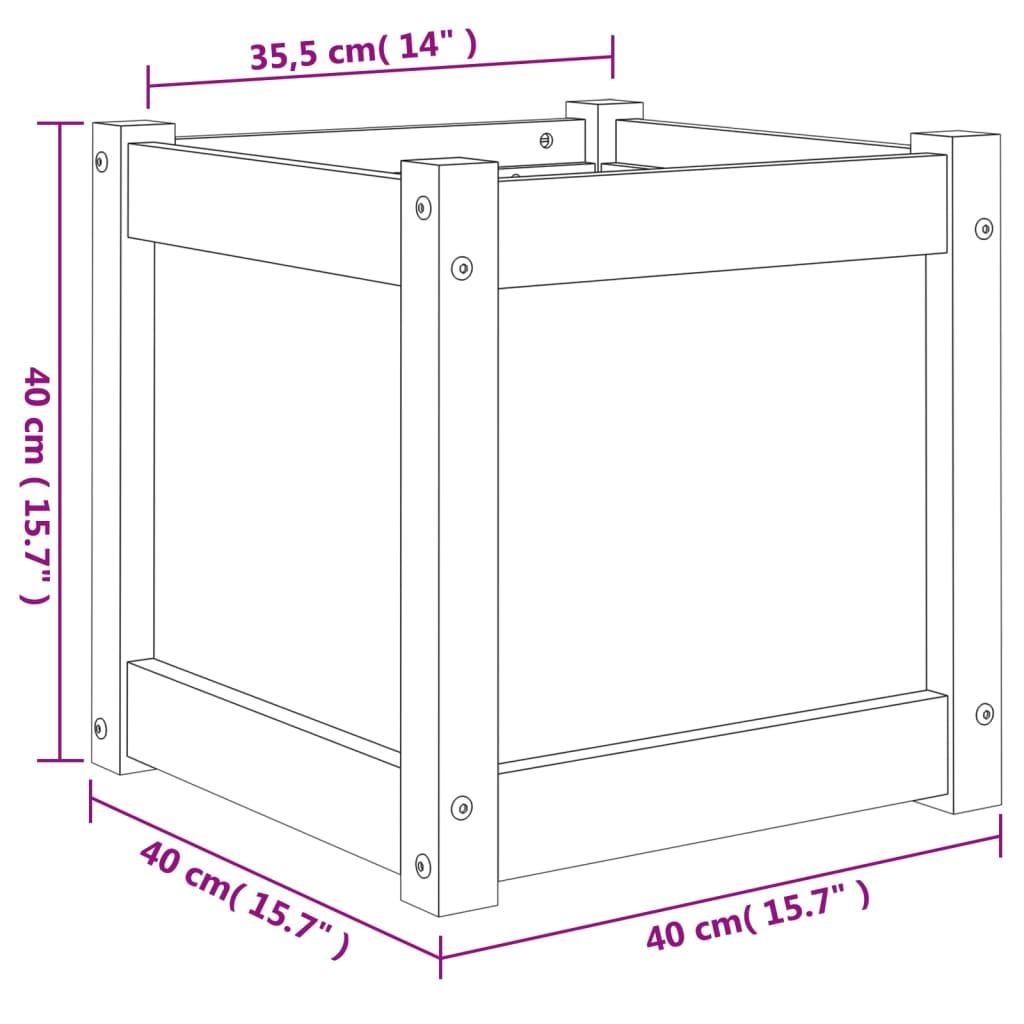 Fioriera da Giardino 40x40x40 cm in Legno Massello di Douglas - homemem39