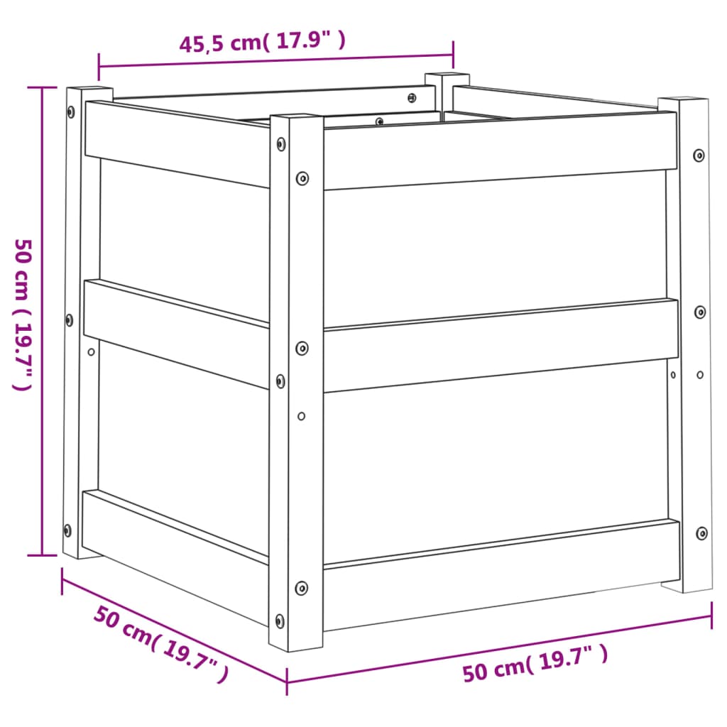 Fioriera da Giardino Bianca 50x50x50 cm Legno Massello di Pino