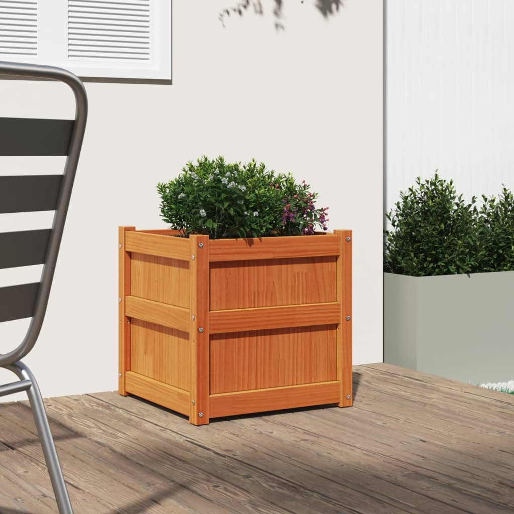 Fioriera Giardino Marrone Cera 50x50x50 cm Legno Massello Pino - homemem39