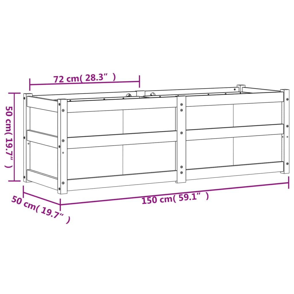 Fioriera da Giardino 150x50x50 cm in Legno Massello di Douglas | homemem39