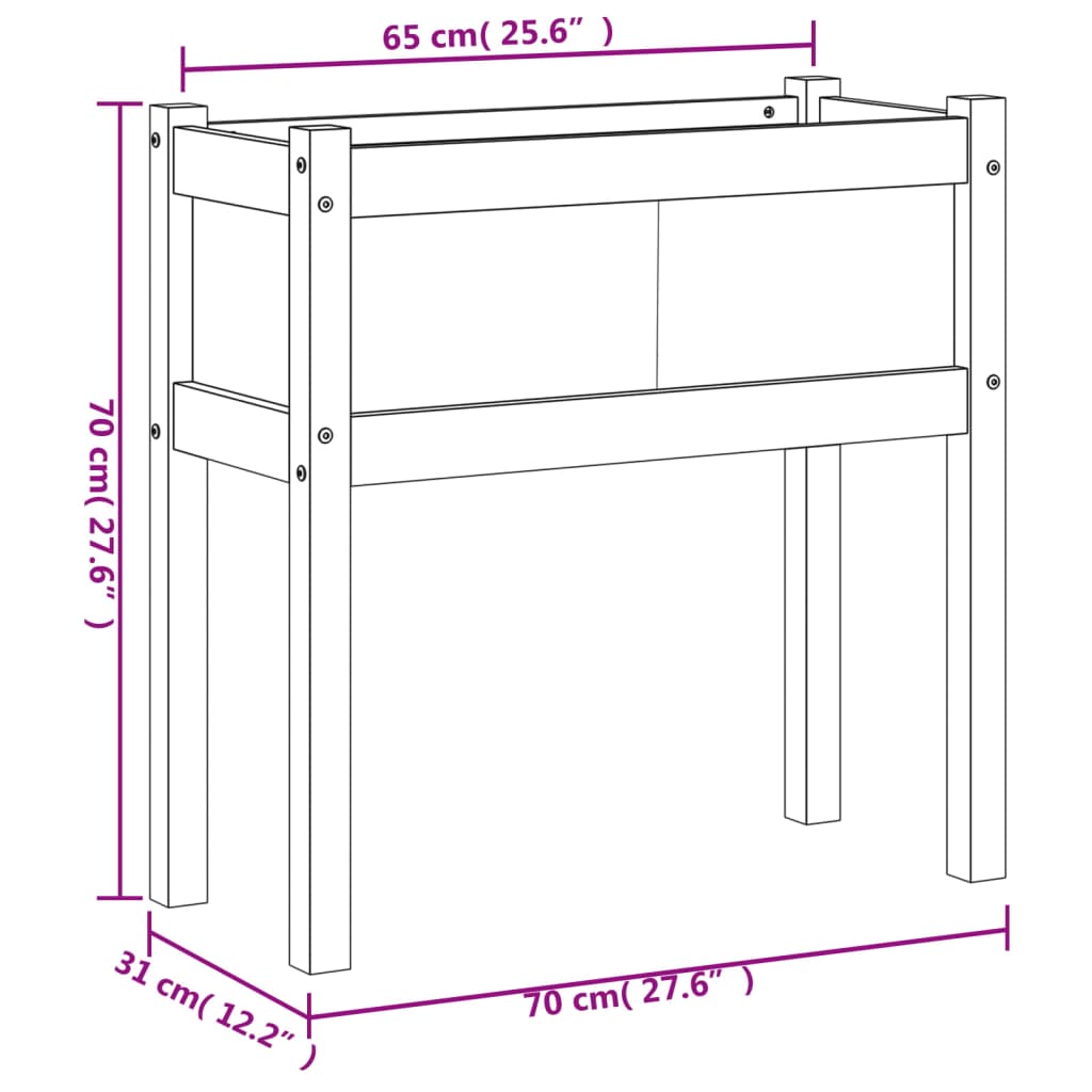 Fioriera Giardino Gambe Marrone Cera 70x31x70 cm Massello Pino - homemem39