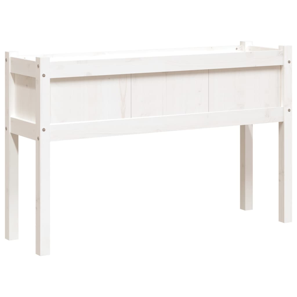 Fioriera da Giardino con Gambe Bianca 110x31x70cm Massello Pino | homemem39