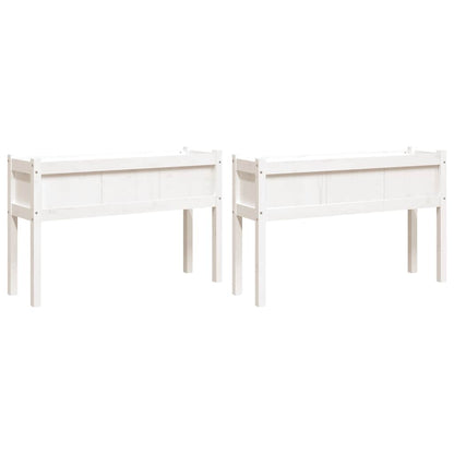 Fioriere da Giardino 2 pz con Gambe Bianche Legno Massello Pino