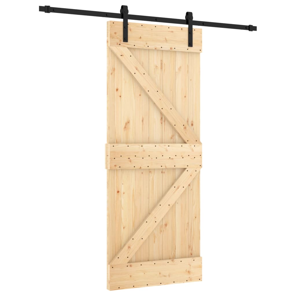 Porta Scorrevole con Set Hardware 85x210 cm Legno Massello Pino