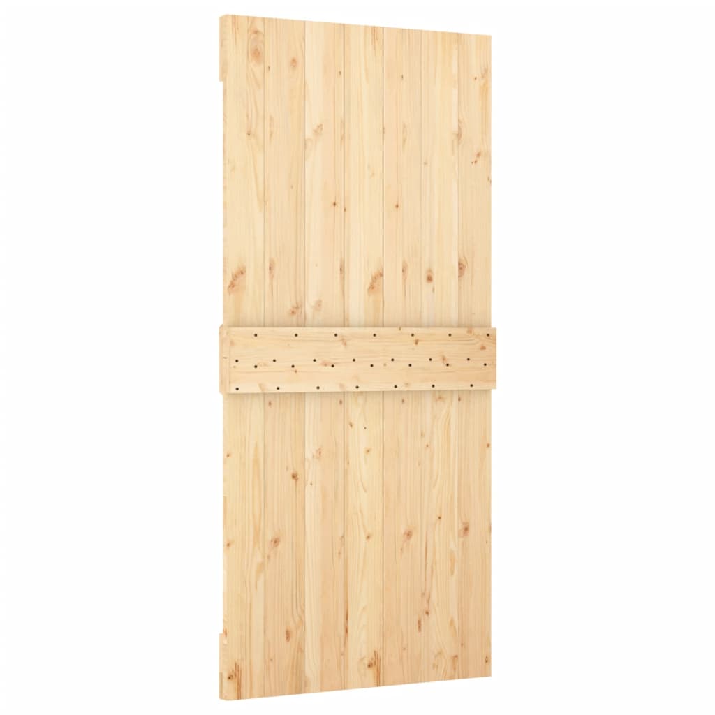 Porta Scorrevole con Set Hardware 90x210 cm Legno Massello Pino