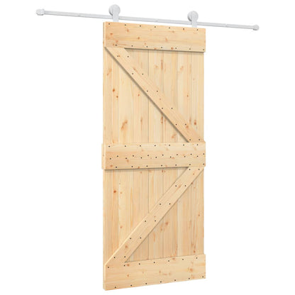 Porta Scorrevole con Set Hardware 90x210 cm Legno Massello Pino