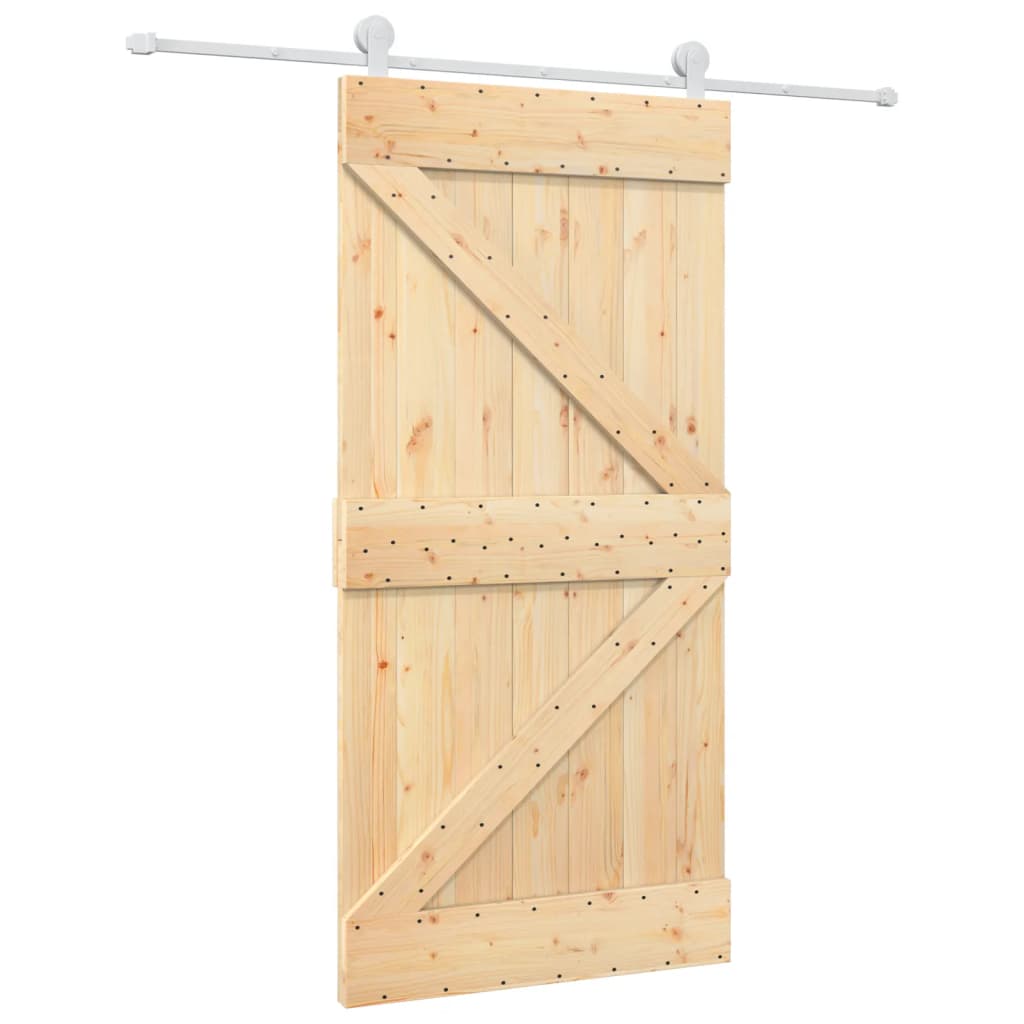 Porta Scorrevole con Set Hardware 100x210cm Legno Massello Pino