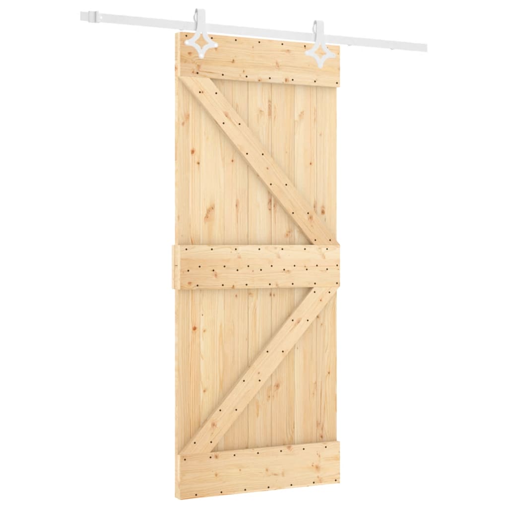 Porta Scorrevole con Set Hardware 80x210 cm Legno Massello Pino