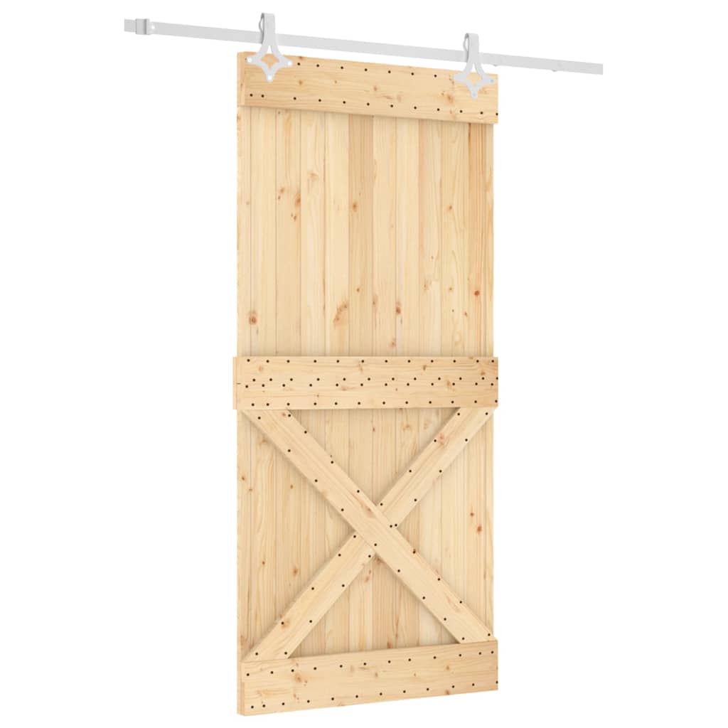 Porta Scorrevole con Set Hardware 95x210 cm Legno Massello Pino