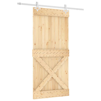 Porta Scorrevole con Set Hardware 95x210 cm Legno Massello Pino