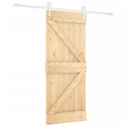 Porta Scorrevole con Set Hardware 80x210 cm Legno Massello Pino
