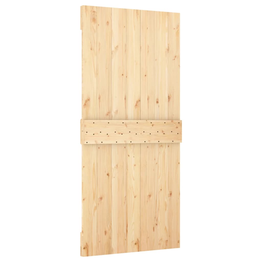 Porta Scorrevole con Set Hardware 90x210 cm Legno Massello Pino