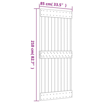 Porta Scorrevole con Set Hardware 85x210 cm Legno Massello Pino - homemem39
