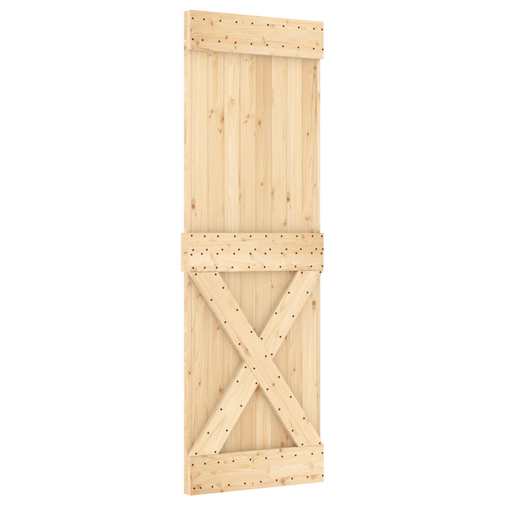 Porta Scorrevole con Set Hardware 80x210 cm Legno Massello Pino