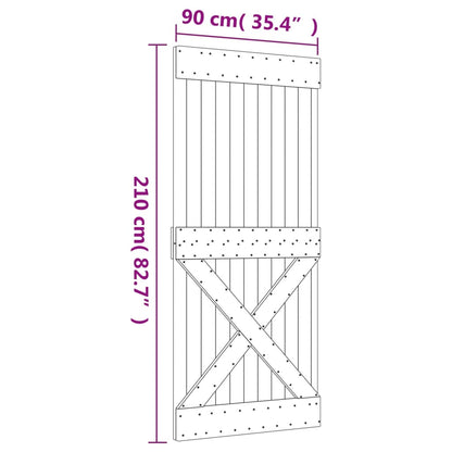 Porta Scorrevole con Set Hardware 90x210 cm Legno Massello Pino - homemem39