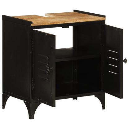Mobile Lavabo da Bagno 55x35x60 cm Ferro e Legno Massello Mango | homemem39