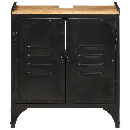 Mobile Lavabo da Bagno 55x35x60 cm Ferro e Legno Massello Mango | homemem39