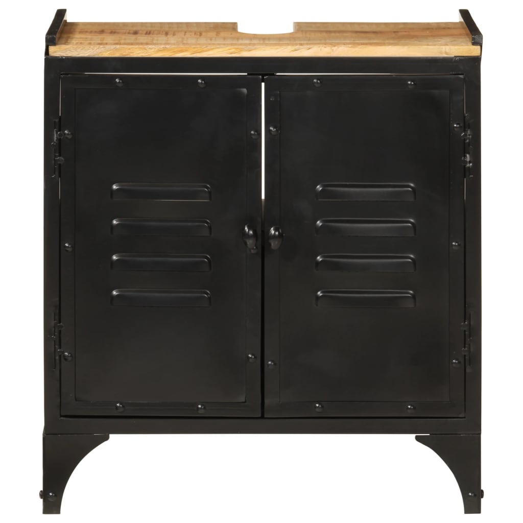 Mobile Lavabo da Bagno 55x35x60 cm Legno Massello Mango e Ferro