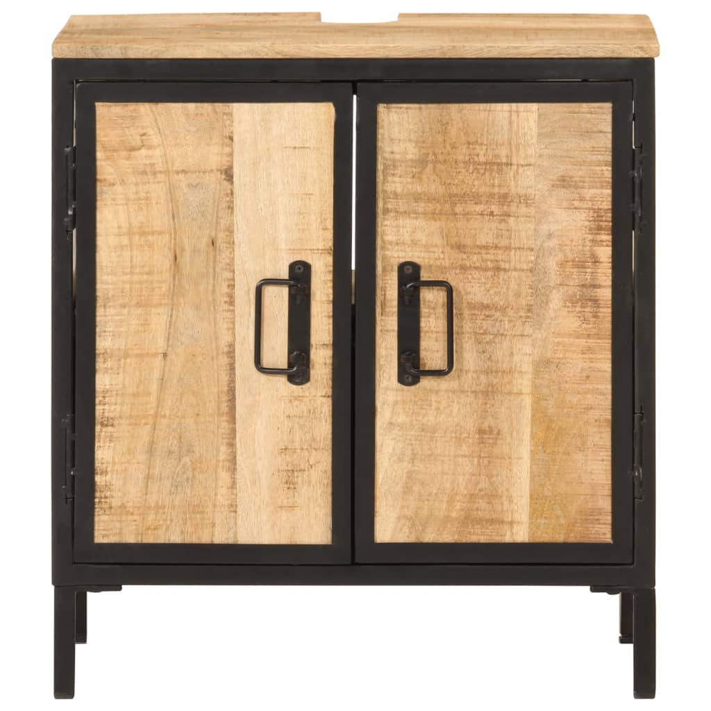 Mobile Lavabo da Bagno 55x35x60 cm Legno Massello Mango e Ferro | homemem39