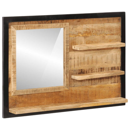 Specchio con Ripiani 80x8x55 cm Vetro e Legno Massello di Mango | homemem39