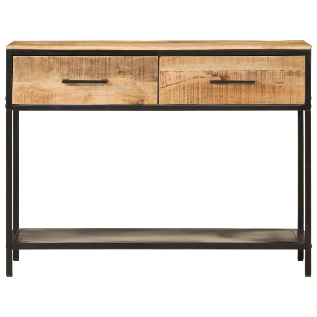 Tavolo Consolle 100x35x76 cm in Legno Massello di Mango e Ferro - homemem39