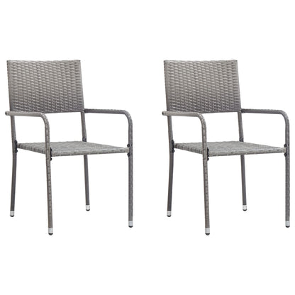 Set da Pranzo da Giardino 3 pz Nero Grigio Polyrattan e Acciaio | homemem39