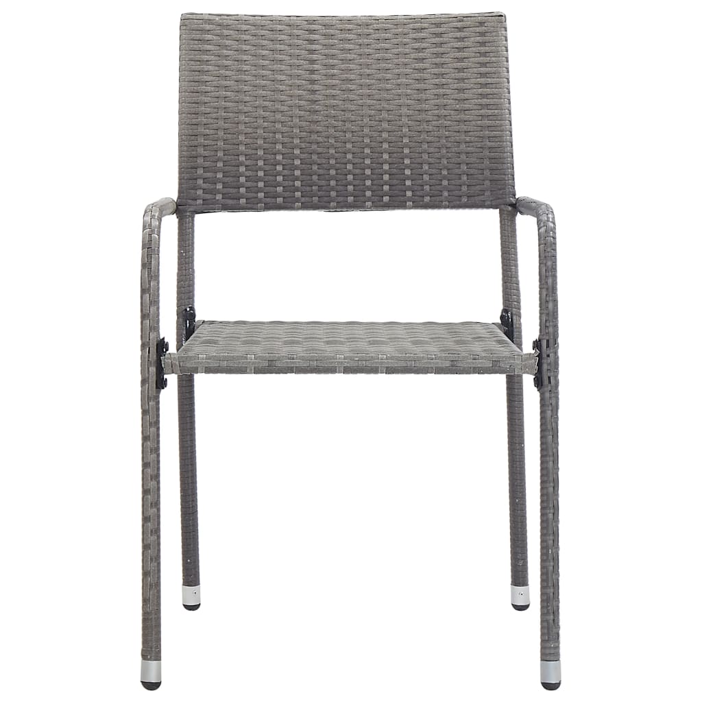 Set da Pranzo da Giardino 3 pz Nero Grigio Polyrattan e Acciaio | homemem39