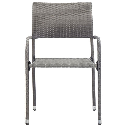 Set da Pranzo da Giardino 3 pz Nero Grigio Polyrattan e Acciaio | homemem39